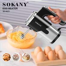 SOKANY 6621 Multi-Function Hand Blender, Whisk, Electric Mixer. 800W High Power | 2-In-1 Design, Dual Shaft | Heat-Resistant Stainless Steel | 5-Speed Adjustment. Suitable For Quickly Whipping Cream And Egg Whites, As Well As Kneading Dough. An Essential Kitchen Tool And Baking Essential.
