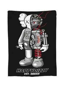 Kawss Kawaii Kaw Blanket The Ultimate Anime Fan Gift - Luxuriously Soft Flannel Blanket, Cartoon Printed Throw For Home, Camping, Travel, Perfect For Christmas & Birthdays - Black - View 2