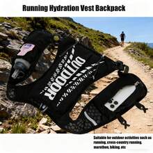 跑步水袋背心背包，骆驼牌水袋背包（仅背包），水袋背包，轻便透气跑步背心手机袋，男女通用，5升水袋包，适用于越野跑、徒步、骑行、马拉松（仅背包） - 黑色 - 查看 6