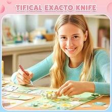 55 PCS Exacto Knife Set 5 Piece Craft Knife And 50 Additional SK5 Blades Hobby Knife For Miniatures Professional Exacto Knife For Crafting Precision Knives For Crafts - 多色紫色綠色紅色藍色金色 - 查看 2
