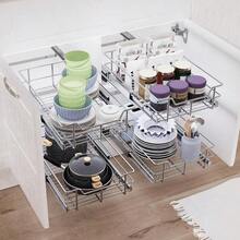 Organizador de gabinete extraíble de 9 pulgadas de ancho x 17 pulgadas de profundidad cajones deslizantes para gabinetes de cocina cajones extraíbles para gabinetes de capacidad organizador - 1ser - Ver 6