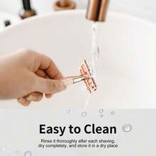 Rose Gold Double-Edge Razor With 10 Blades, Unisex, And Reusable For Home And Travel.