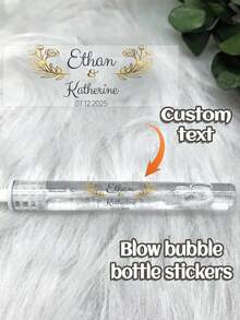 45pc Custom Wedding Bubble Tube Stickers, Personalized Name Design, Transparent Gold Foil Bubble Labels, Perfectly Match Your Wedding Theme,Wedding Bubble Tube Stickers,Personalized Gifts,Customized Christmas Gifts,Custom Ornaments,Christmas ,Stickers Custom - Multicolor - View 3