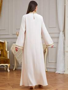 Solessence Women's New Ramadan Embroidered Round Neck Long Sleeve Dress, Suitable For Eid Al-Fitr, Eid Al-Adha, Party, Home, And Daily Wear - White - View 2