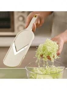 1 fatiador de vegetais multifuncional com escova, para ralar salada, repolho, cenoura, rabanete e pepino com lâmina de aço inoxidável, mandolim de vegetais portátil para salada de repolho e saladas, utensílio de cozinha fácil de usar para fatiar repolho finamente, estrutura de plástico e lâmina afiada para fatiar com eficiência, ideal para cozinhar em casa e preparar saladas.