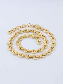 2-Piece Round Cuban Chain Set 24k Gold Plated Adjustable Necklace & Bracele Elegant Women's Gift Jewelry Set For Women - Vàng - Xem 3