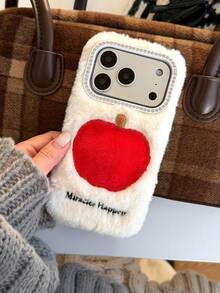 Bling Rhinestone Fluffy Red Apple Christmas Gifts Phone Case, Fashionable Exclusive Design Protective Cover For IPhone 17/17 Pro Max/16/15/14/13