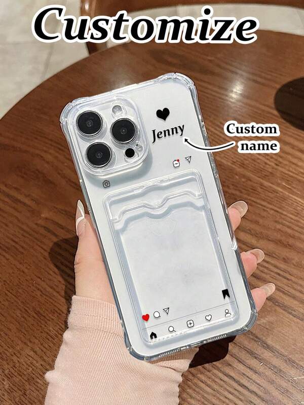 Customized Printed Transparent Card Holder Wallet Multi-Function Card Case Thick Shockproof Phone Protective Cover Suitable Compatible With Iphone 15 Pro Max/ 16 Pro Max/ 16/ 11, Galaxy, 16 Pro Max, 13, 11, 12, 13, 16, 15, 16 Plus, 16 Pro Max, XS Max, 7/8, XR, 13 Case