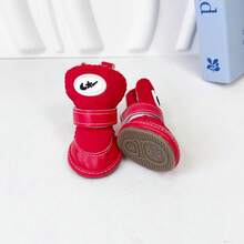 4pcs/Set Thick Warm Dog Boots With Soft Soles, Adjustable Hook And Loop, Suitable For Indoor/Outdoor Wear In Autumn/Winter For Small Dog Breeds Like Poodle, Bichon Frise, Pomeranian, Shih Tzu, Chihuahua - Multicolor - View 7