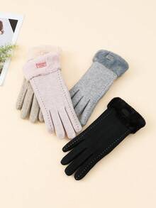 1 双女士手套，秋冬季触屏指套手套，保暖内衬，适合骑行、驾驶、户外活动、工作和居家使用。 - 分指手套 - 查看 6