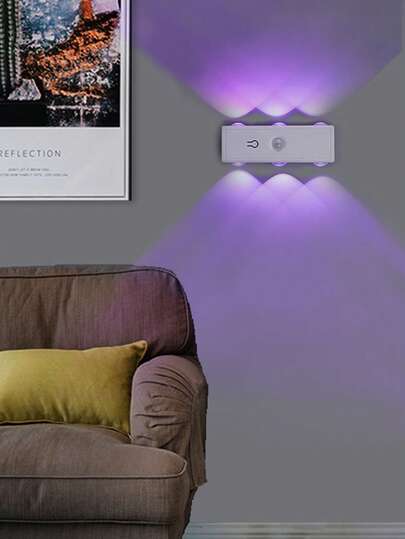 1pc LED Wand Verlichting Motion Sensor, Up Down Illumination, Multi Source Lamp, Slimme Sensor Night Light, Cabinet/Staircase/Corridor Available In RGB s, Kitchen, Bedroom, Balcony, Yard, Street, Garden, Porch, Room, Living Corridor, Staircase, Attic, Shop view 4