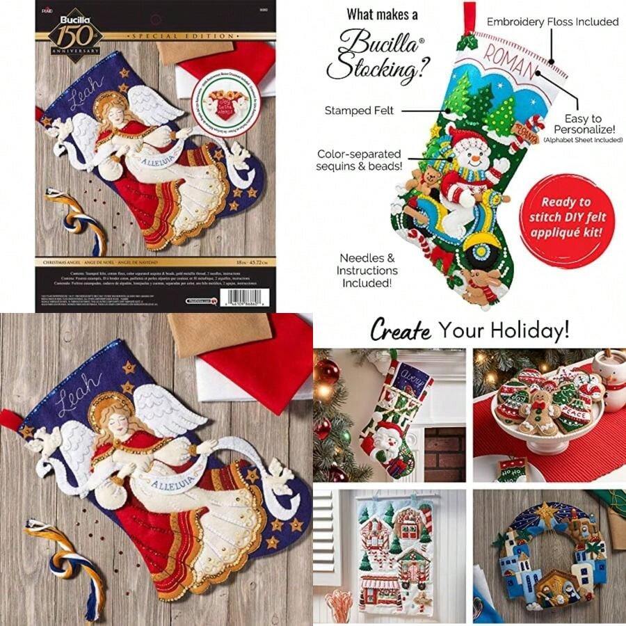 Bucilla 86860 Christmas Angel Stocking Kit(default) - Multicolor - Ver 1