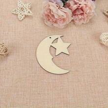 10/20pcs Moon & Star Decorative Wooden Blanks Children's DIY Painting Kit Star-Moon Design Unfinished Wooden Blanks Suitable For Wall Hanging Islamic Eid Al-Fitr Midsummer Night Party Birthday Scenes Party Scene Decorations Lantern Pendants Middle Eastern Festival Ornaments Christmas Decorations, Gift Tags & Handicrafts - Multicolor - View 6