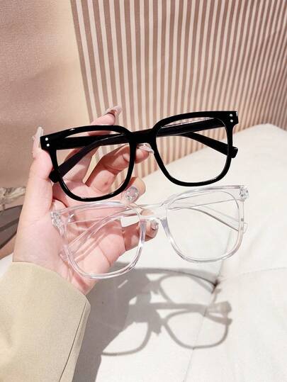 2 Women's Multi-Color Retro Square Studded Blue Light Glasses,Made Of PC Material, Light,Y2K Style, Mobile Phone Accessories,Blue Light Glasses Women,Fake Glasses,Clear Glasses,Glasses Women,Christmas Accessories,Halloween Edit,Suitable For Daily Office Commuting,Back-To-School Season,Gaming,Looks Of Party,Campus Study.