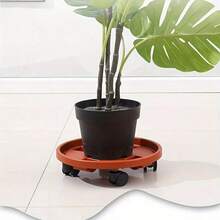 1pc Flower Pot Tray With Wheels, Thick Base, Plastic Large Planter Saucer With Casters, Movable Flower Pot Stand - Multicolor - View 7