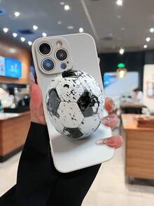 Funda para móvil con estampado de salpicaduras de balón de fútbol. Compatible con teléfonos ,  17,  16 Pro Max,  15 Pro Max,  13 y  12. Fabricada en TPU para una protección eficaz contra golpes y caídas. Un regalo ideal para familiares, amigos, seres queridos, parejas y para Navidad. - Blanco - Ver 1