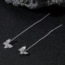 1对长款水晶叶子耳钉，叶子饰品 - 銀色 - 查看 6