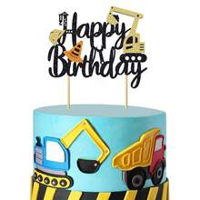 1pc Construction Excavator 1st Birthday Cake Topper For Truck Excavator Forklift Dump Bulldozer Road Roller Engineering Themed One Year Old First Birthday Party Supplies Cake Decorating Cake Topper Cake Decorations Cake Decor Cake Decorating Tools - Multicolor - View 11