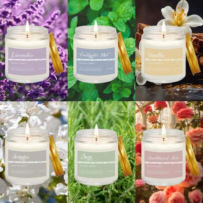 6 Pack Scented Candles For Home, Aromatherapy Candles For Women, Lavender Candles, 37.8 Oz Candles, 300 Hour Burn Time, Stocking Stuffers, Birthday, Valentine's Day