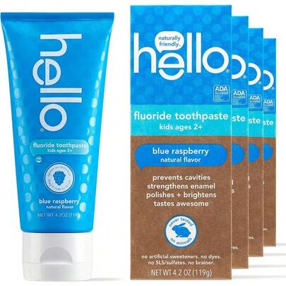 Hello Oral Care Kids Fluoride Free and SLS Free Toothpaste, Natural Watermelon, 4.2 Ounce