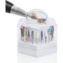 GSYY 2 In 1 Wh Drill Bit Holder And Nail Drill Bi Cleaner Br Case 24 Ho Dust-Of Dust Collec Nail Tech Nail Drill Bit Organizeing Case Dilay Container Nail Tech Must Haves Manicure Tools Supplies - 黑色 - 查看 1