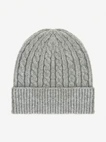 2pcs/Set Unisex Fashion Simple Versatile Cable Knit Beanie Hat & Full Finger Gloves Set, Autumn/Winter Warm Outfit, Suitable For Daily Casual Wear And As Gifts Winter Clothing - Grey - View 5