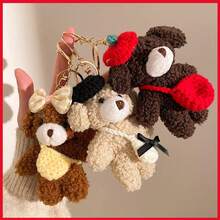 Lindo pequeño oso colgante de alta calidad de dibujos animados Animal llavero de peluche cachorro juguete de peluche muñeca mochila colgante accesorios llavero - F-4298 - Ver 1