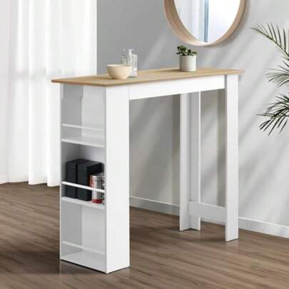 Dining Table Wooden Bar Table With Storage 102 X 50 X 103.5cm