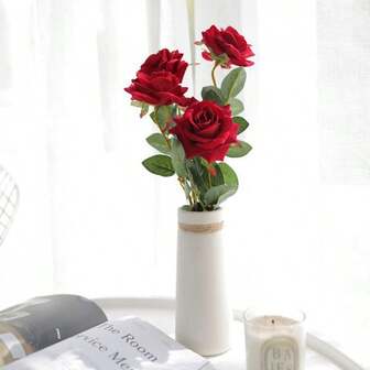 1pc/5pcs Artificial Velvet Rose Flower, Lifelike Single Stem Flowers For Wedding Decor, Home Decoration, Valentine's Day