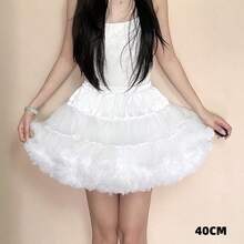 Puffy Tulle Lolita Underskirt Petticoat Tutu Dress For Women & Kids Bridal Ballgown Cosplay No Hoops Crinoline - White - View 3