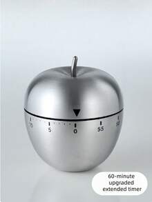 1pc Stainless Steel Apple/Egg Shaped Kitchen Timer, Loud Alarm, Battery-Free, Mechanical Egg/Apple Design Timer, 60-Minute Cooking Timer, Tabletop Baking Timer, Cute Shape Kitchen Timer For Cooking, Learning, Baking, Piano Practice