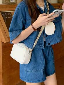 FOREVER MIYIN 新款女士简约休闲两件式单肩包时尚斜挎包复古PU软皮手感女士斜挎包,街头日系女包 - 米色 - 查看 3