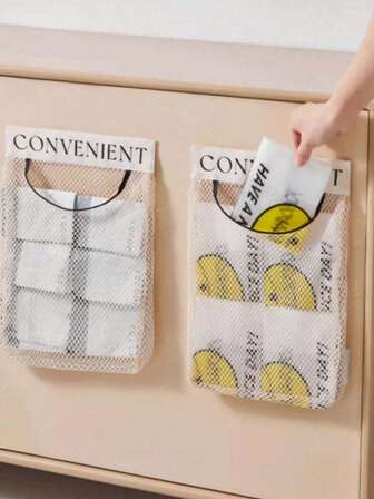 Förvaringsnät för kökssoppåse, väggmonterad magisk tejp med stor kapacitet, elastisk förvaringspåse med krok och krokring för plastpåsar, återanvändbar organisering av nät för familjedörr bak, lämplig för hemmet, grönsaker, frukt, livsmedel, köksredskap, organisering, andningsbar, enkel design, köksförvaring, förvaringstillbehör