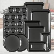 LOVEWE 10-Piece Multi-Purpose Baking Pan Set - Non-Stick, Stackable Design (Navy Blue) | Christmas Baking/Cooking Kitchen Tool Gift - 10 chiếc màu đen - Xem 3
