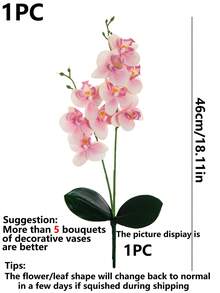 1/80支人造蝴蝶兰花丝绸花束仿真植物，适用于春季婚礼花瓶、家居餐厅卧室装饰、母亲节情人节节日生日派对用品、户外花园装饰 - 淺粉色 - 查看 3