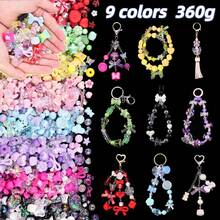 9色混合亚克力珠，可用于制作手链，花朵蝴蝶结小熊造型手链吊坠，可爱珠子，可用于制作珠宝DIY项链钥匙扣手机挂件（440克） - 9色/套 - 查看 12