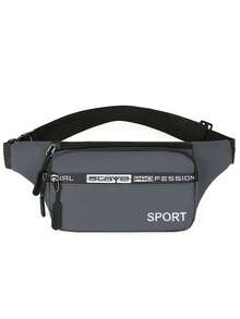 1pc Solid Color Nylon Fabric Zippered Closure Water-Resistant Stylish Casual Backpack, Multiple Pockets, Waist Bag Suitable For Everyday, Commuting, Cycling, Business - Grey - View 8