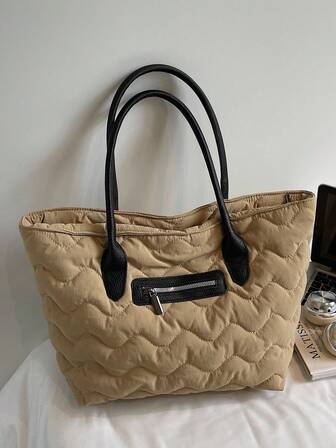 New Autumn/Winter Corduroy Simple Large Capacity Corduroy Shoulder Tote Bag For Women, Suitable For Travel, Fits Laptop And Clothes