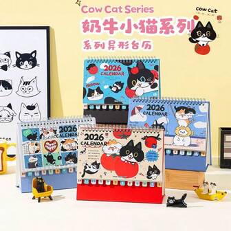 Cartoon Cat Calendar, High-Quality Desktop Calendar For Home, Office, And School Decor