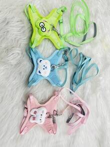 Cute Pet Collar And Leash Set, Collar For Small Dog Walks, Anti-Escape Collar For Cats, Adjustable Vest For Cats. - màu xanh lá - Xem 1