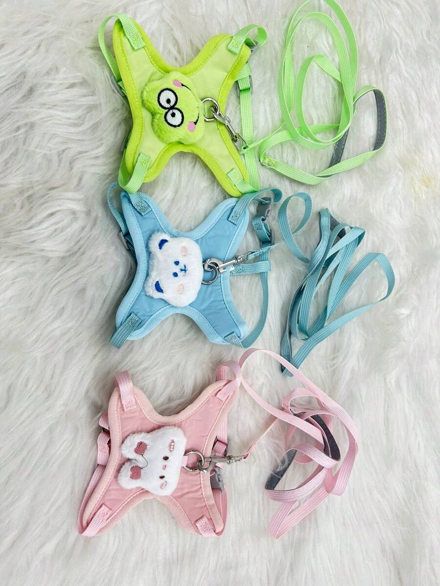 Cute Pet Collar And Leash Set, Collar For Small Dog Walks, Anti-Escape Collar For Cats, Adjustable Vest For Cats. - màu xanh lá - Xem 1