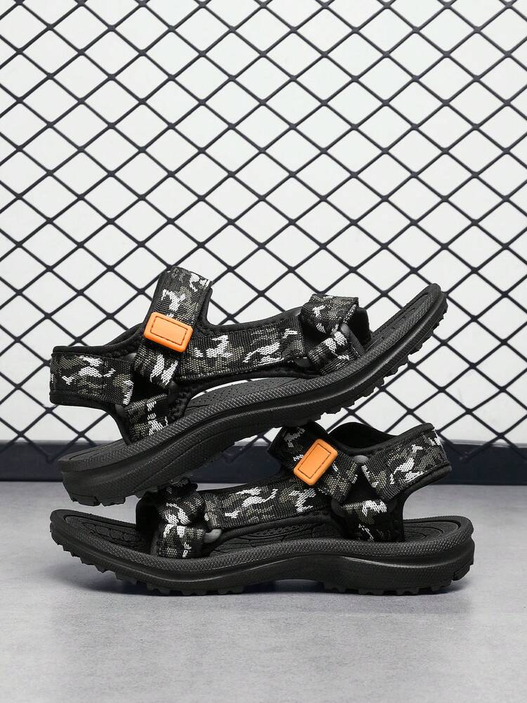 儿童/女童夏季运动凉鞋，纯色透气网眼鞋面，可调节魔术贴搭扣，双层防滑鞋底，柔软内衬，速干轻便沙滩凉鞋 - 彩色 - 查看 7