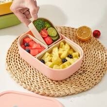 Cute Cartoon Plastic Lunch Box With Detachable 3 Compartments, Microwave Divided Bento Box, Portable Fruit Salad Food Storage Container, Refrigerator Fresh-Keeping Box, Lunch Container For Student Adult Use In Home, Office, Picnic, Back To School - Multicolor - View 7