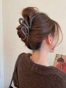 4个/1个装 女士5英寸/12.7厘米波浪棕色、黑色、白色、卡其色大号哑光简约塑料发爪夹，优雅百搭的日常、海滩、沐浴、化妆、搭配服装的冬季发夹 女士发饰 - 彩色 - 查看 9