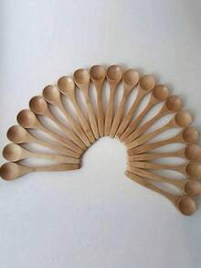 10pcs Wooden Long Handle Spoons For Eating Soup, Coffee, Honey, Jam And Other Condiments, Perfect For Family Coffee And Serving Creative Dishes, Lightweight And Convenient To Use,Kitchen,Christmas Gift - Wood Color - View 5