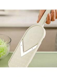 1 fatiador de vegetais multifuncional com escova, para ralar salada, repolho, cenoura, rabanete e pepino com lâmina de aço inoxidável, mandolim de vegetais portátil para salada de repolho e saladas, utensílio de cozinha fácil de usar para fatiar repolho finamente, estrutura de plástico e lâmina afiada para fatiar com eficiência, ideal para cozinhar em casa e preparar saladas.