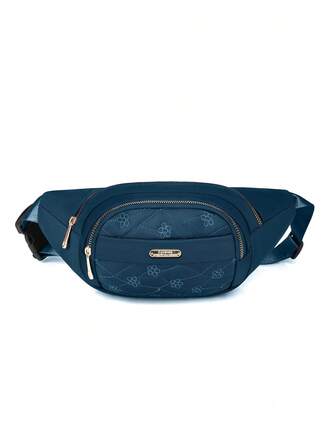 1개 새로운 단색 나일론 패브릭 지퍼 클로저 방수 패셔너블 캐주얼 백팩, 일상 통근, 사이클링, 비즈니스에 적합한 멀티 포켓 유니섹스 웨이스트 백