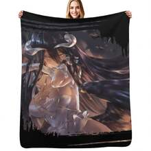 Albedo - Overlord Throw Blanket Single Blankets Sofas Of Decoration Sofa Quilt Luxury St Blankets - 黑色 - 查看 1