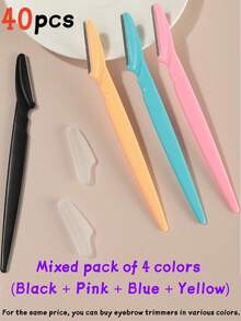 50/40/30/20/10/4pcs Set Long Handle Eyebrow Trimmer, Unisex Facial Razor, Sharp Depilation Knife, Smooth Skin Face Tool, Ergonomic Long Handle Eyebrow Trimmer, Sharp Depilation Knife With Protective Cover