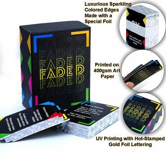 褪色饮酒游戏卡牌游戏，适合派对和游戏之夜，大学校园 - 尾门派对，75 张卡牌，完美适用于派对、生日、游戏之夜、尾门派对、赛前游戏、节日等场合。豪华版，烫金工艺，牌匾烫金，加厚版。